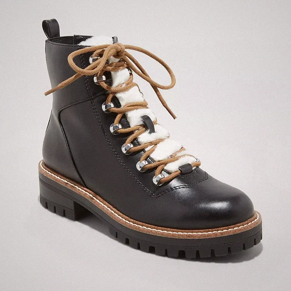 A New Day Womens Leighton Hiking Boots with Memory Foam Insole Black Size 5