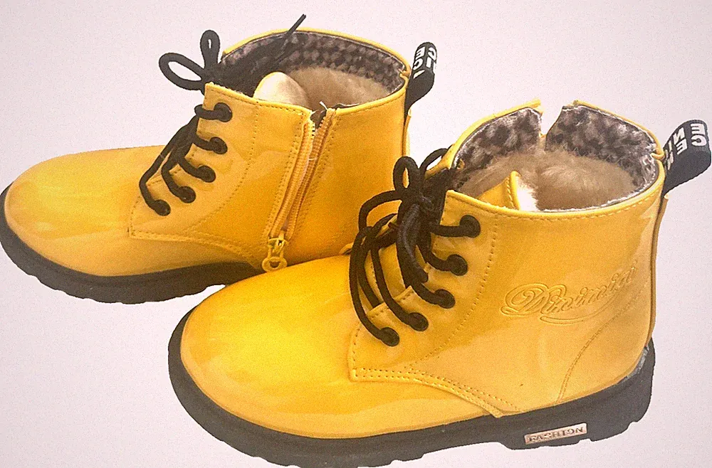 Kids Waterproof Insulated Combat Boots Ankle Zipper PU leather Non-slip Size 1
